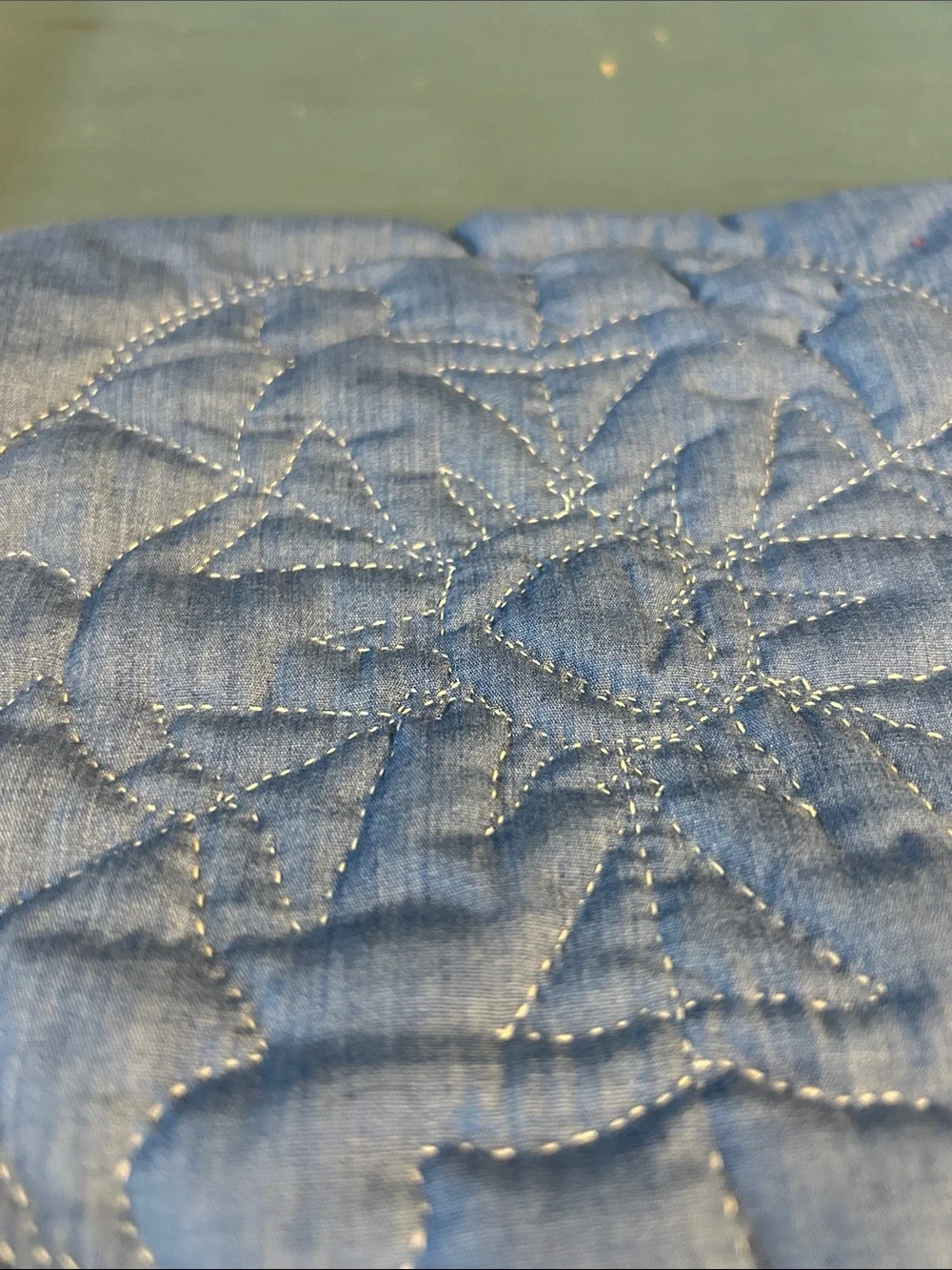 Handcrafted Blue Quilted Pot Holder with Heart Medallion | Farmhouse/Country 8x8